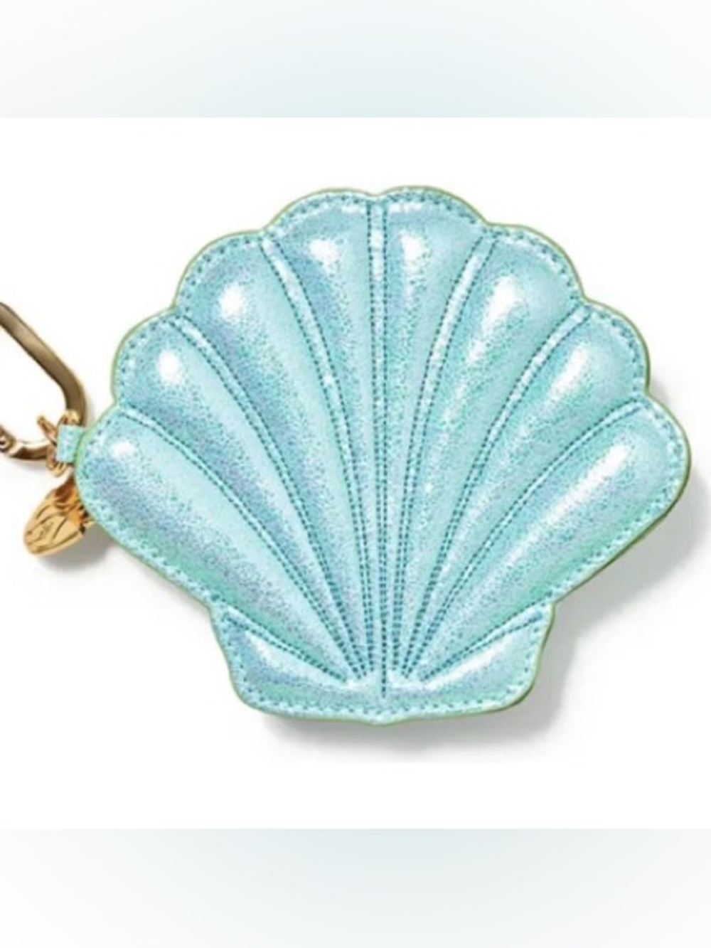 Disney x Bath and Body Works Ariel Green Iridescent Shell Coin Purse Key Clip